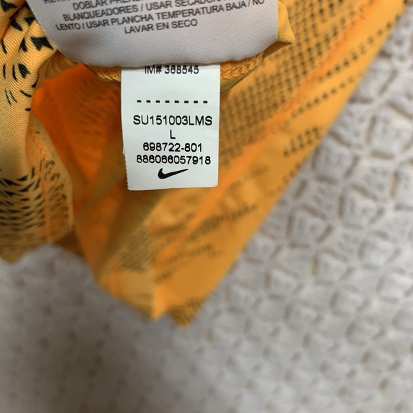 Nike Pro Combat‎ Dri Fit Shirt Mens Sz L Orange Pattern Short Sleeve Compression - Picture 6 of 10